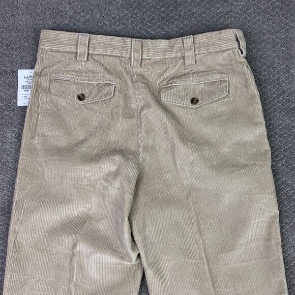 LL Bean Country Corduroy Pants Men's 34 x 34 Khaki Cotton Wide Wale Flat Front - Picture 5 of 14